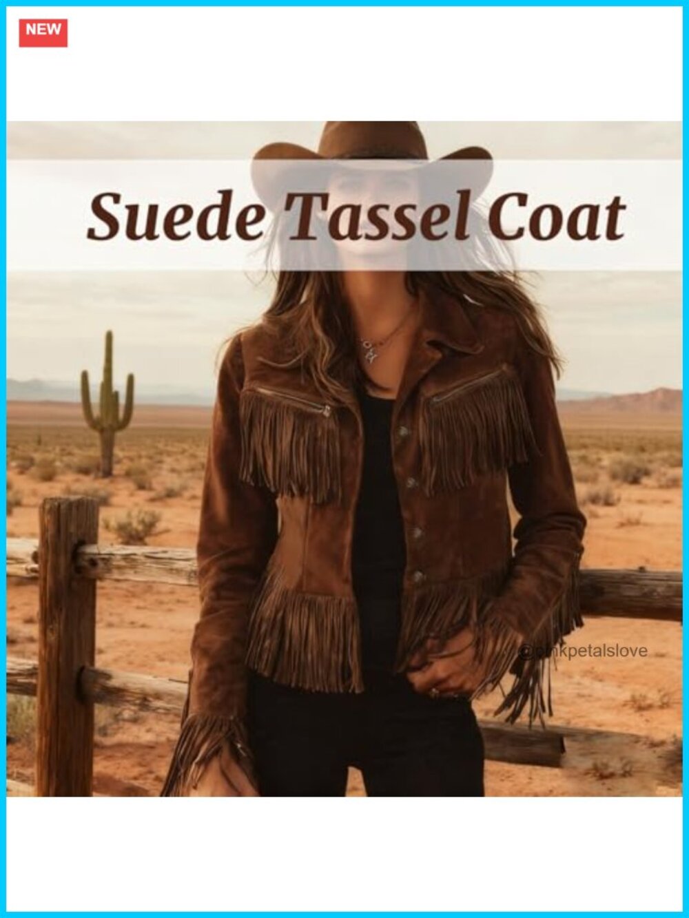 Vintage Lapel Long Sleeve Faux Suede Leather Tassel Fringe Motorcycle Jacket - Picture 2 of 6